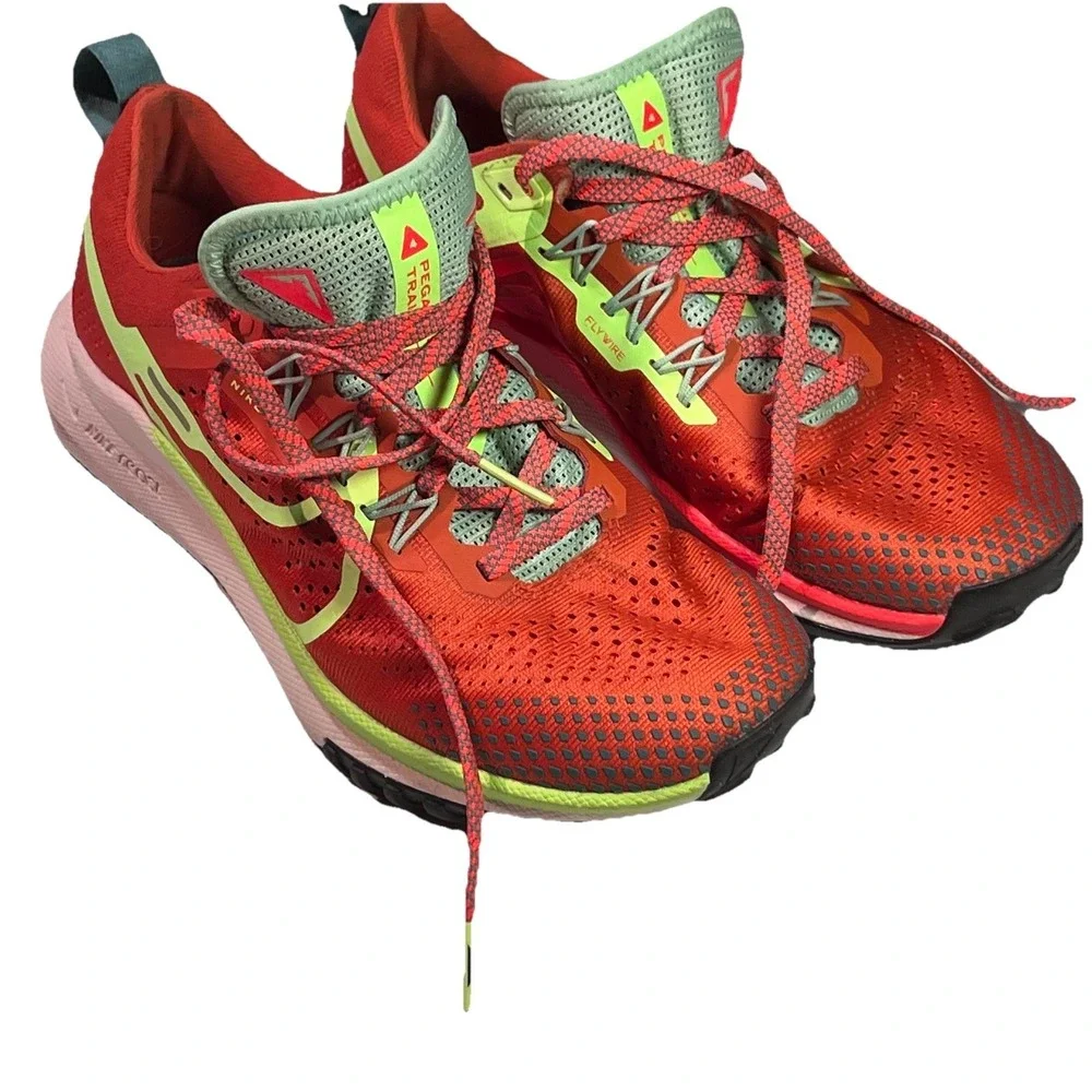 Nike Womens React Pegasus Trail 4 DJ6159-801 Orange Running Shoes Sneakers Sz 7‎